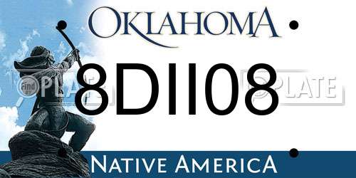 8DII08 Oklahoma License Plate