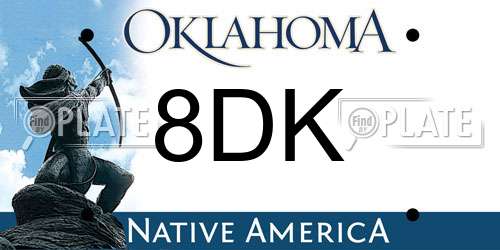 8DK Oklahoma License Plate