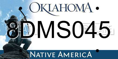 8DMS045 Oklahoma License Plate