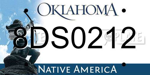 8DS0212 Oklahoma License Plate