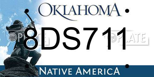 8DS711 Oklahoma License Plate