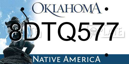 8DTQ577 Oklahoma License Plate