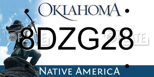8DZG28 Oklahoma License Plate