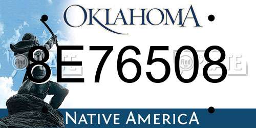 8E76508 Oklahoma License Plate