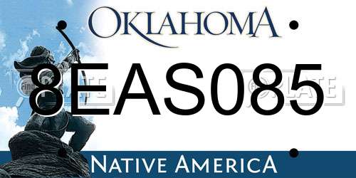 8EAS085 Oklahoma License Plate