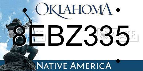 8EBZ335 Oklahoma License Plate