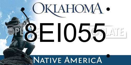 8EI055 Oklahoma License Plate