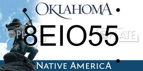 8EIO55 Oklahoma License Plate