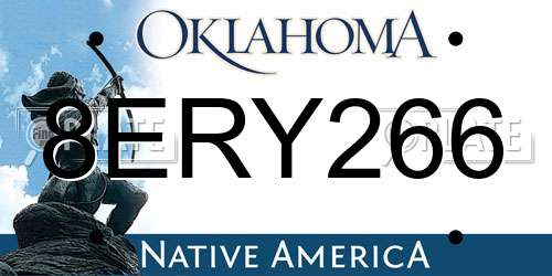 8ERY266 Oklahoma License Plate
