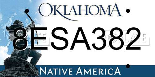 8ESA382 Oklahoma License Plate