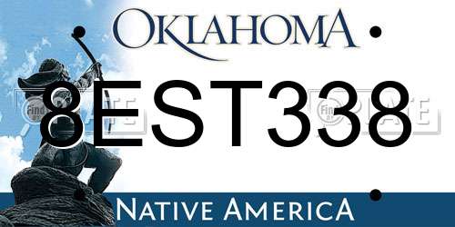 8EST338 Oklahoma License Plate