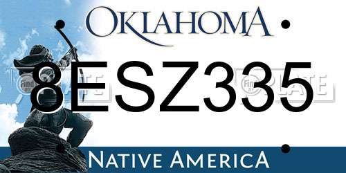 8ESZ335 Oklahoma License Plate