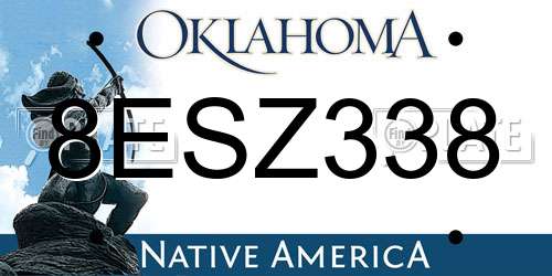8ESZ338 Oklahoma License Plate