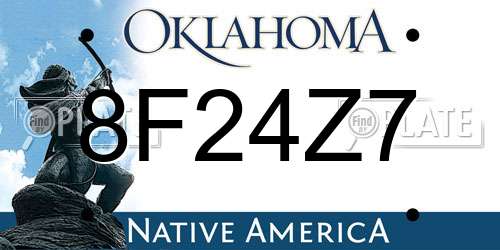 8F24Z7 Oklahoma License Plate