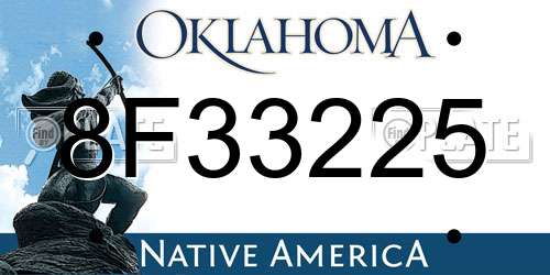 8F33225 Oklahoma License Plate