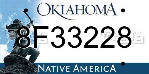 8F33228 Oklahoma License Plate