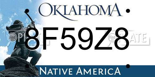 8F59Z8 Oklahoma License Plate