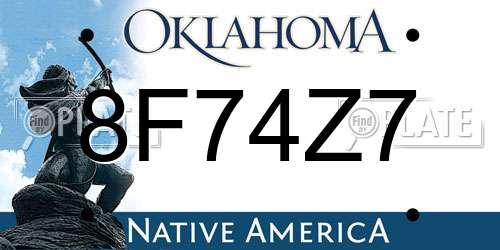 8F74Z7 Oklahoma License Plate