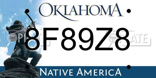 8F89Z8 Oklahoma License Plate