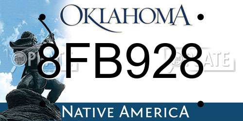 8FB928 Oklahoma License Plate