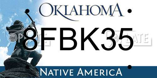 8FBK35 Oklahoma License Plate
