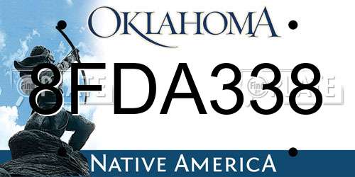 8FDA338 Oklahoma License Plate
