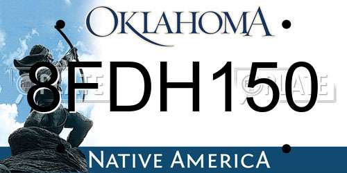 8FDH150 Oklahoma License Plate
