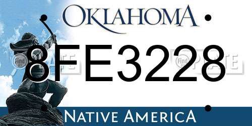 8FE3228 Oklahoma License Plate