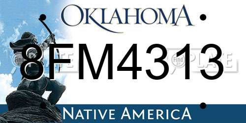 8FM4313 Oklahoma License Plate