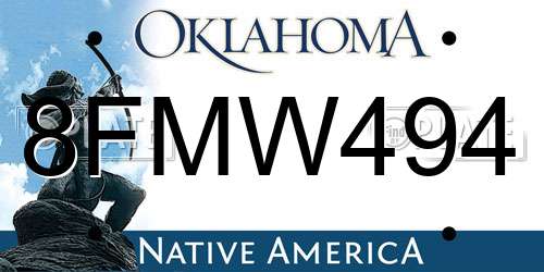 8FMW494 Oklahoma License Plate
