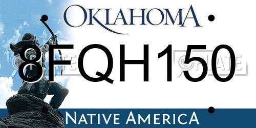8FQH150 Oklahoma License Plate