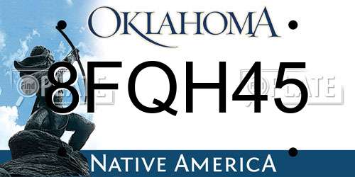 8FQH45 Oklahoma License Plate