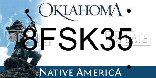 8FSK35 Oklahoma License Plate