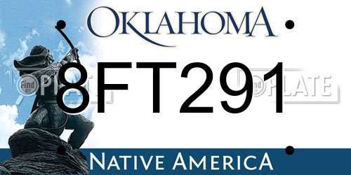 8FT291 Oklahoma License Plate