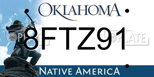 8FTZ91 Oklahoma License Plate