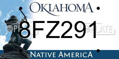 8FZ291 Oklahoma License Plate