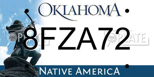 8FZA72 Oklahoma License Plate