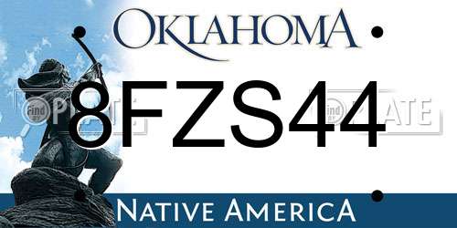 8FZS44 Oklahoma License Plate
