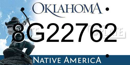 8G22762 Oklahoma License Plate