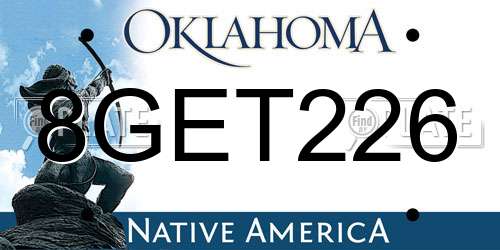 8GET226 Oklahoma License Plate