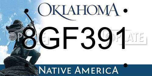 8GF391 Oklahoma License Plate