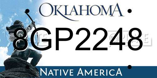 8GP2248 Oklahoma License Plate