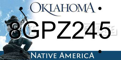 8GPZ245 Oklahoma License Plate