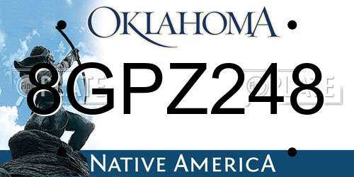 8GPZ248 Oklahoma License Plate