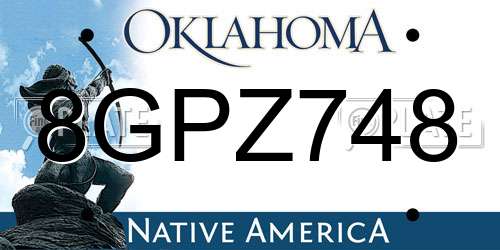 8GPZ748 Oklahoma License Plate