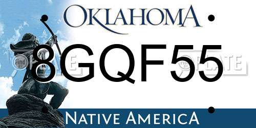 8GQF55 Oklahoma License Plate