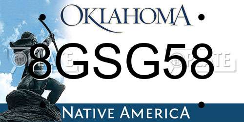 8GSG58 Oklahoma License Plate