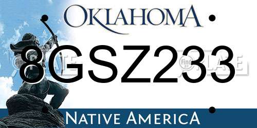 8GSZ233 Oklahoma License Plate