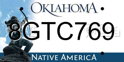 8GTC769 Oklahoma License Plate