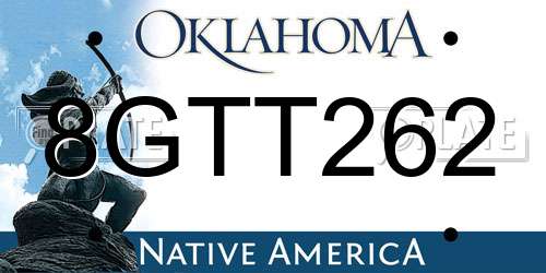 8GTT262 Oklahoma License Plate